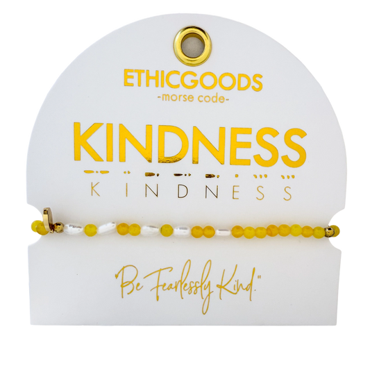 Morse Code Pearl & Stone Beaded Bracelet | Kindness