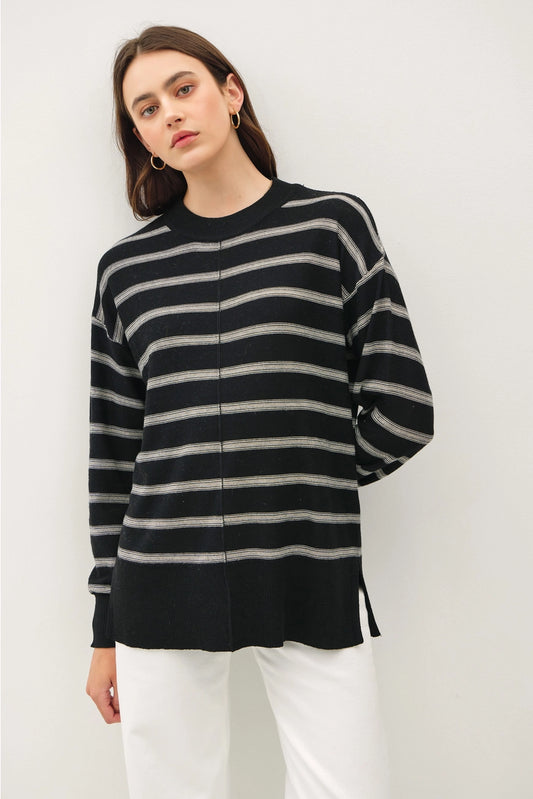 Brush Striped Basic Sweater