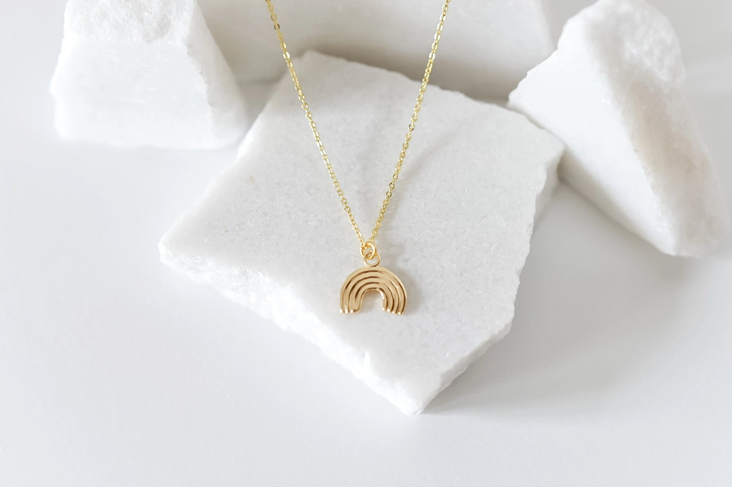 Rainbow Charm Necklace 18k Gold Plated