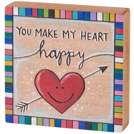 FINAL SALE - Block Sign - Heart Happy