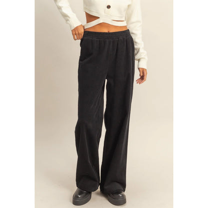 Black Friday Doorbuster - Corduroy High-Waisted Wide Leg Pants (Black)