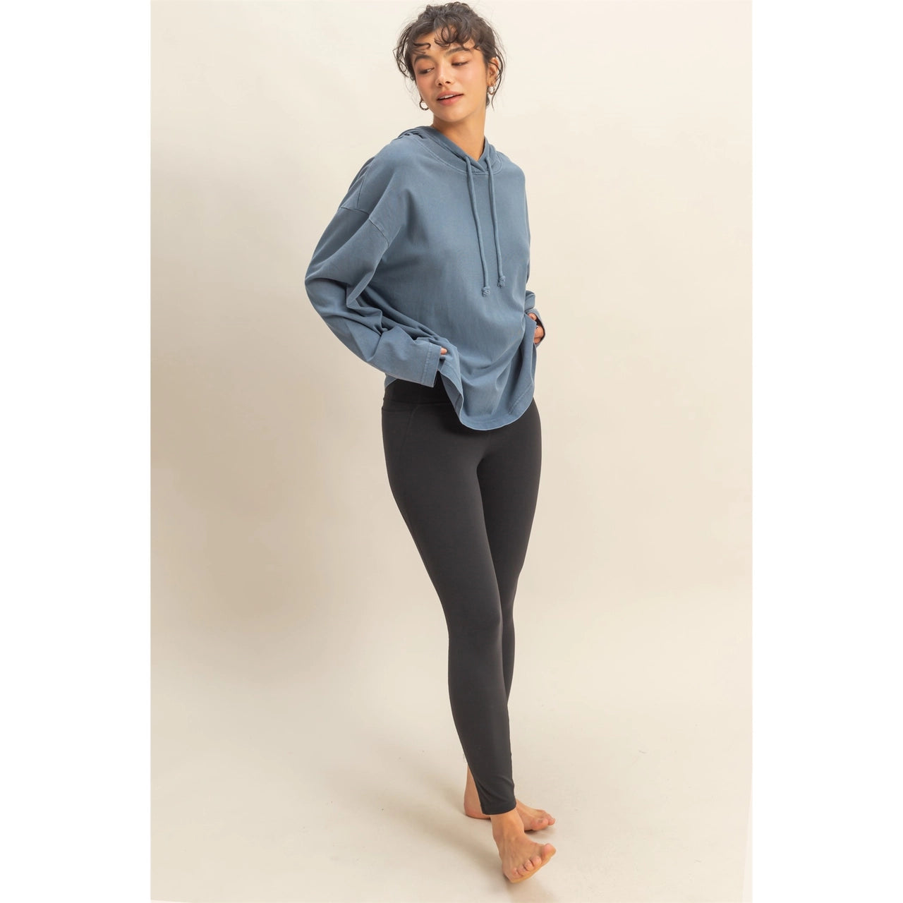 Dusty Navy Oversized Hooded Top