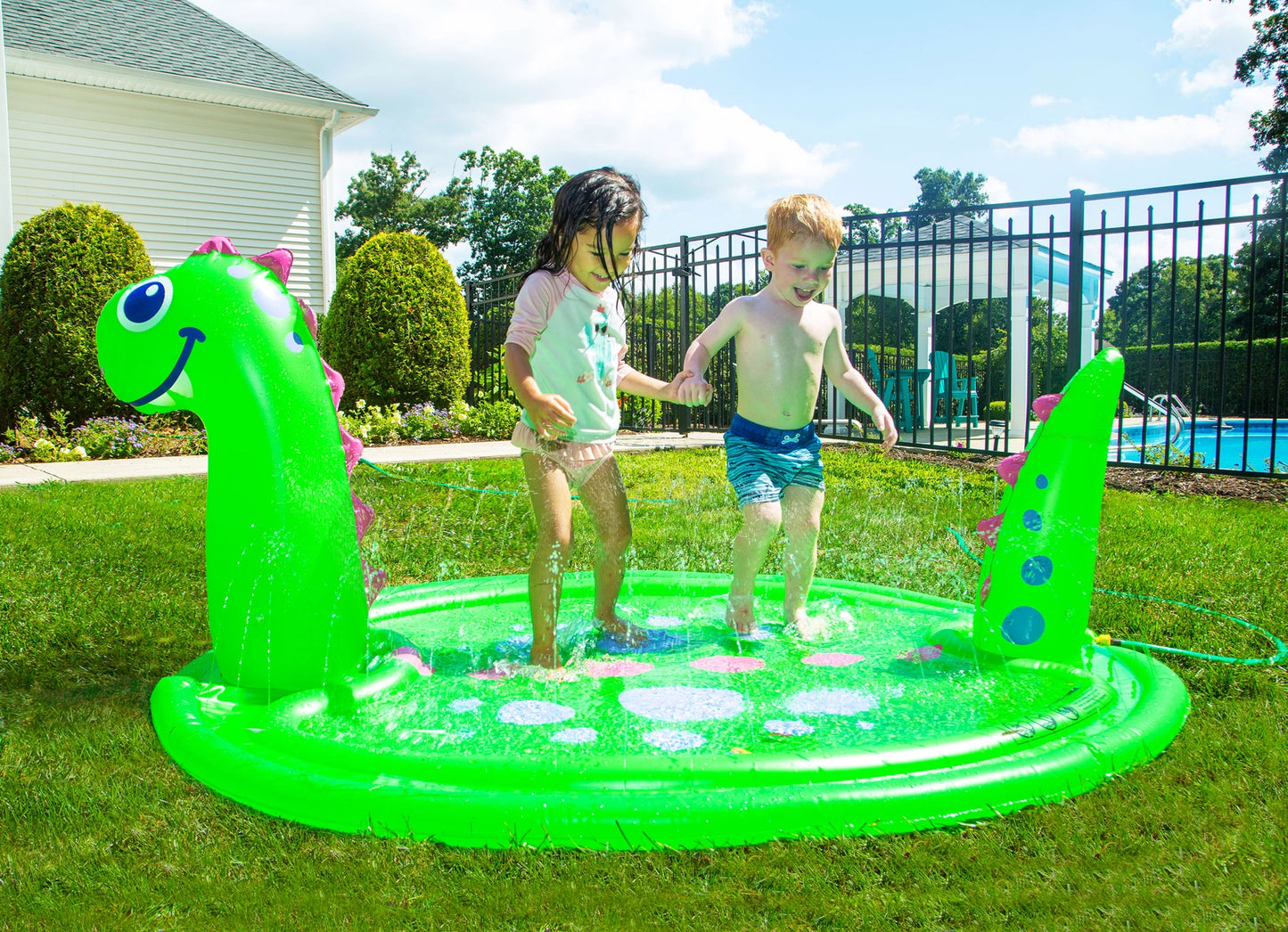 Dinosaur Splash Pad Sprinkler with Pool