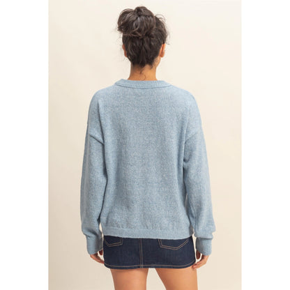 Front Seam Crew Neck Sweater