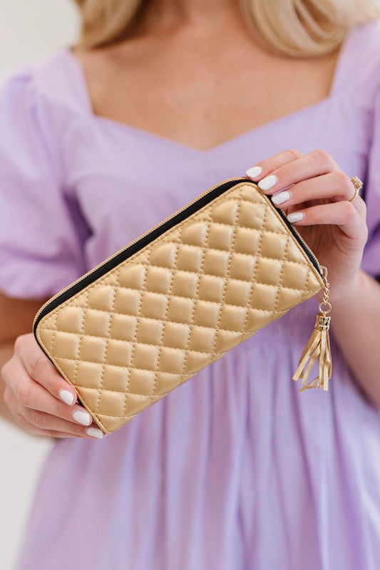 Zara Quilted Wallet {Gold}