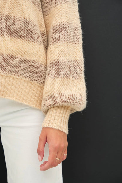 Wool Blend Large Striped Cozy Sweater