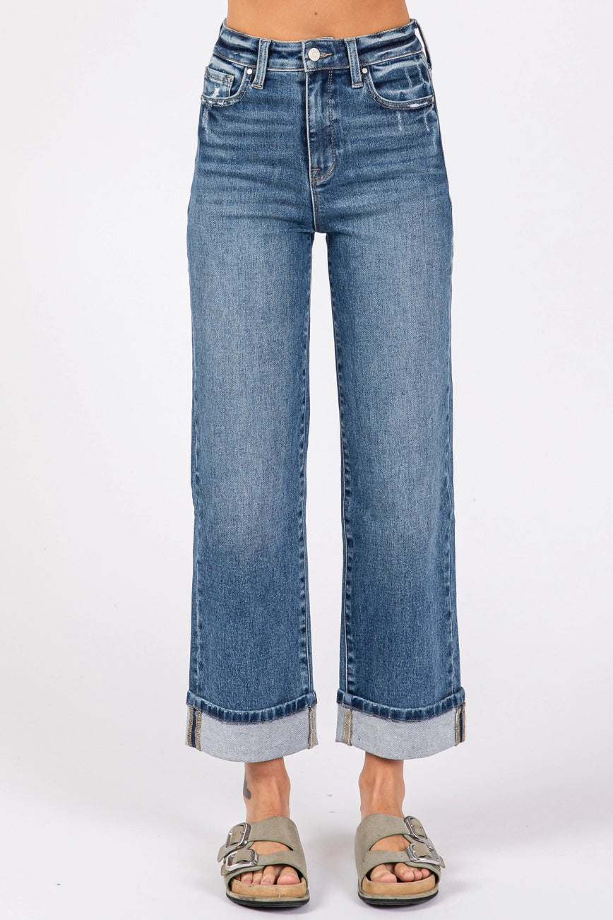 Petra High Rise Stretch Relaxed Straight w/Cuffed Hem