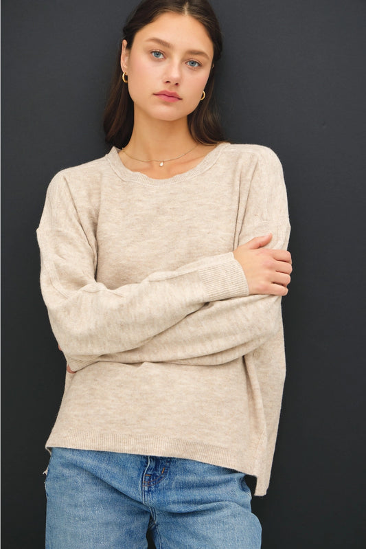 Oversized Sweater with Back Stitching {Oatmeal}