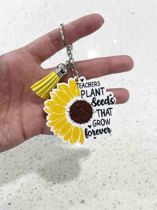 Teacher Keychain - Plant Seeds Sunflower