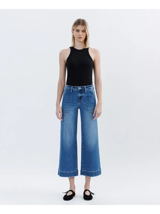 Lovervet High Rise Crop Utility Wide Leg Jeans