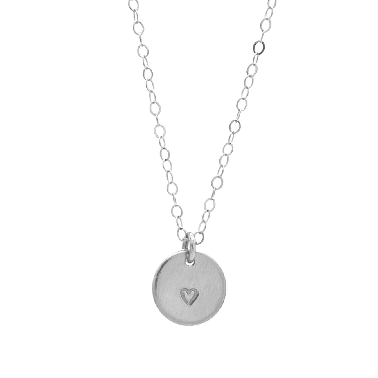 Hand Stamped Disc Necklace - Heart