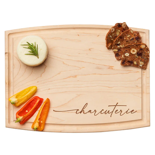 Arched Artisan Maple Board | Charcuterie Script | 12 X 9"