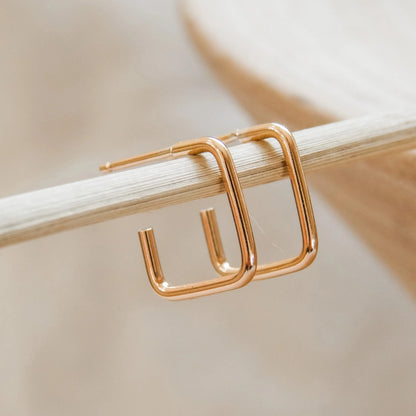 Square Hoop Stud Earrings