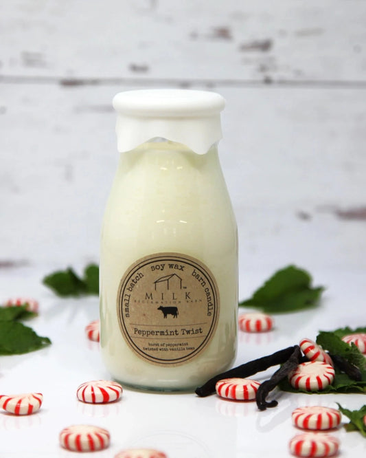 Holiday Milk Bottle Candle - Peppermint Twist