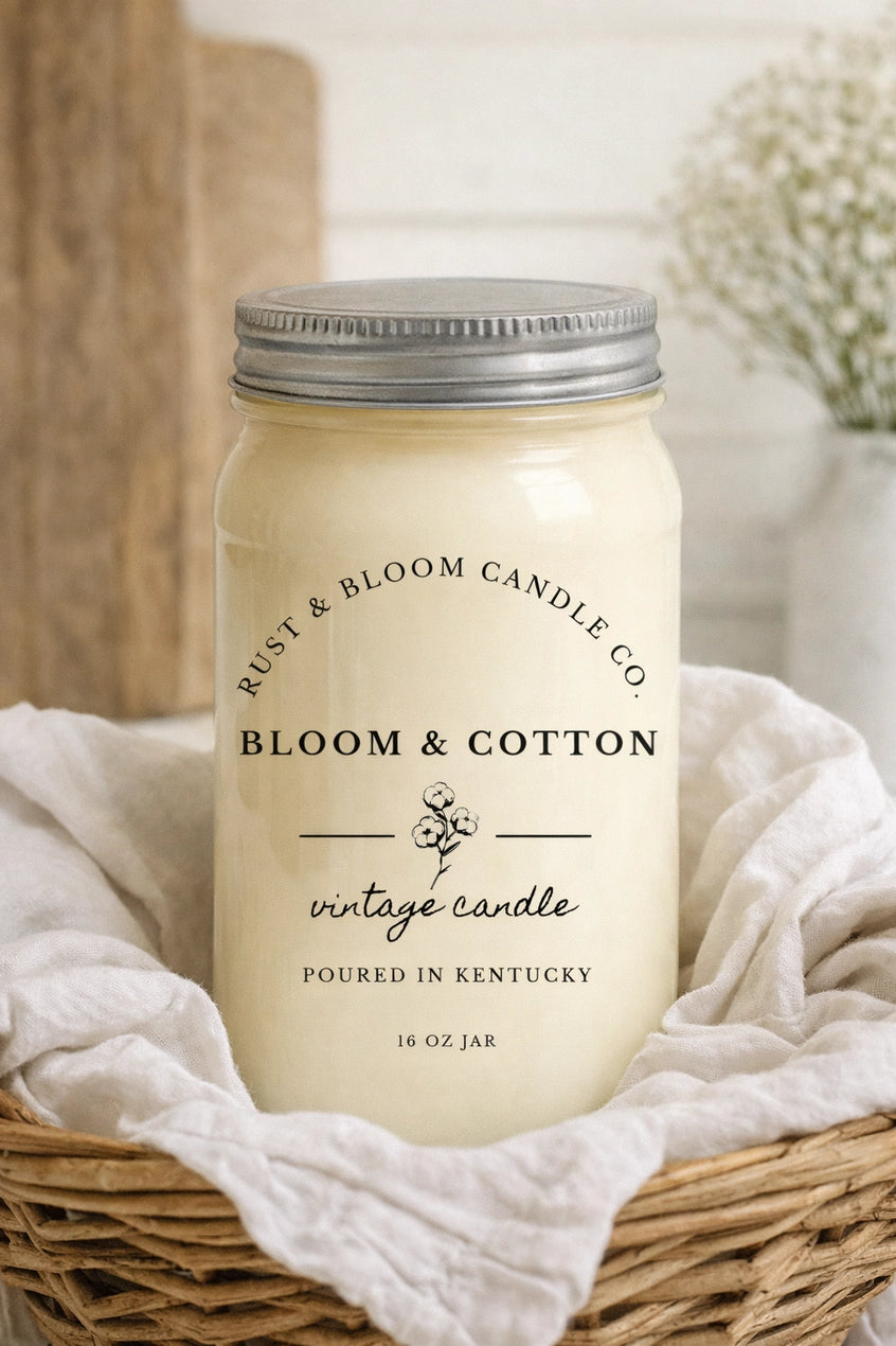 FINAL SALE - Rust & Bloom: Bloom & Cotton 16 oz Candle