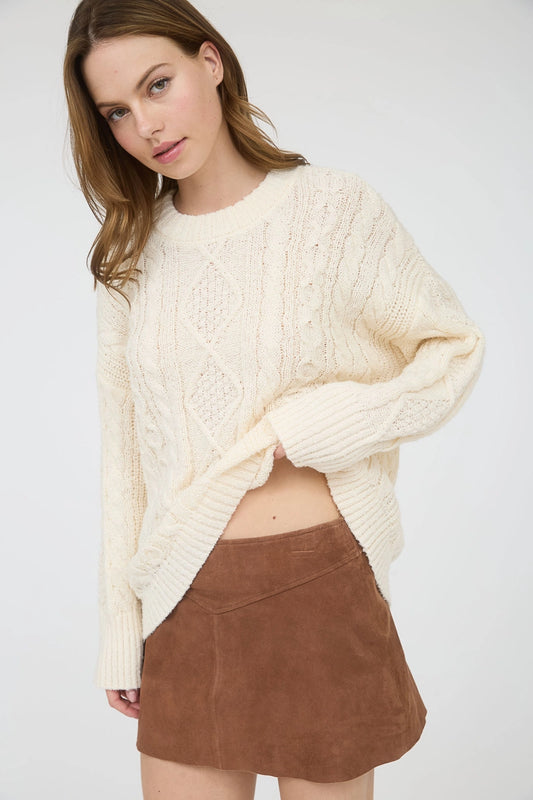 Cozy Cable Knit Sweater {Cream}