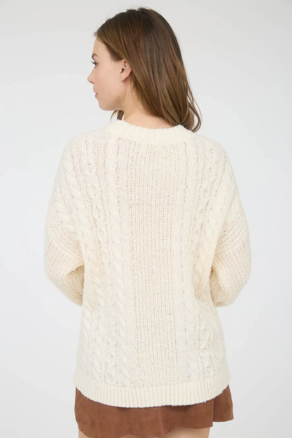 Cozy Cable Knit Sweater {Cream}