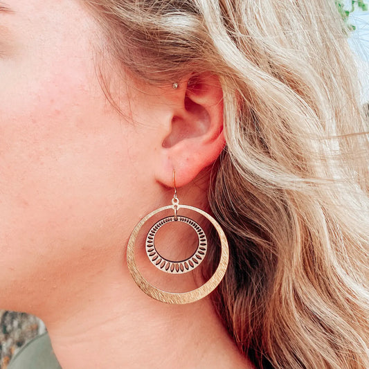 Basic Gold Hoop with Wood Pendant
