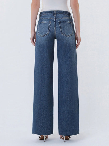 Lovervet High Rise Raw Hem Wide Leg Jeans