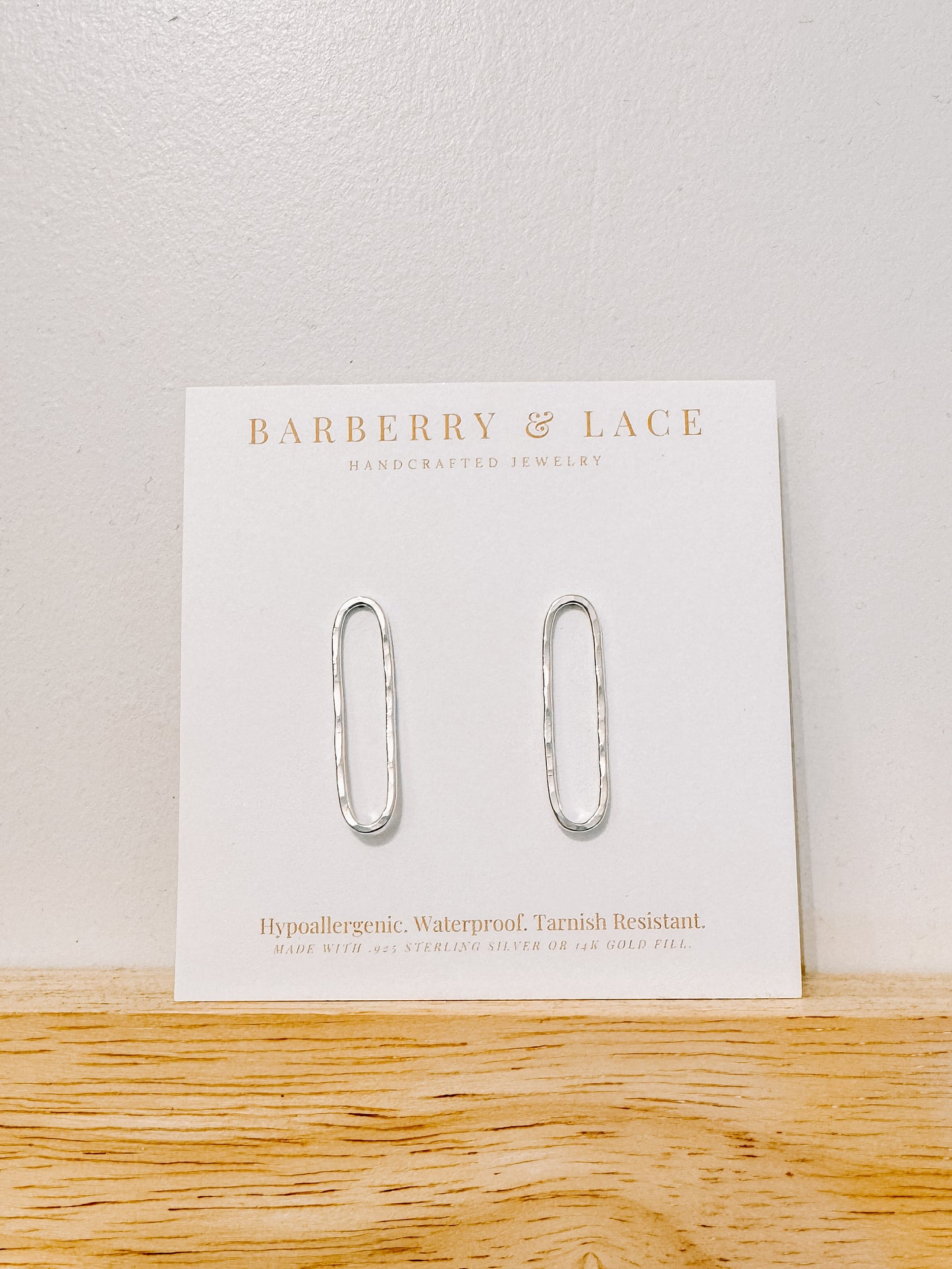 Hammered Oval Earrings - Silver