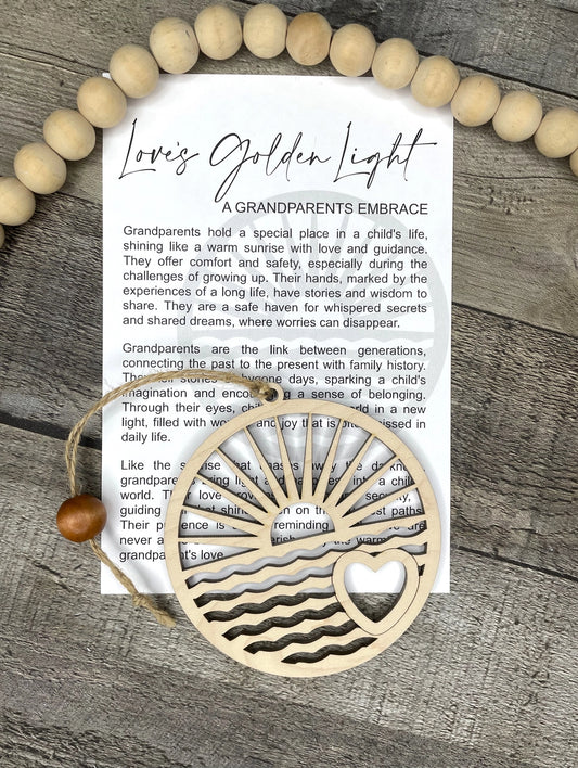 Story Ornament - Golden Light - A Grandparents Embrace