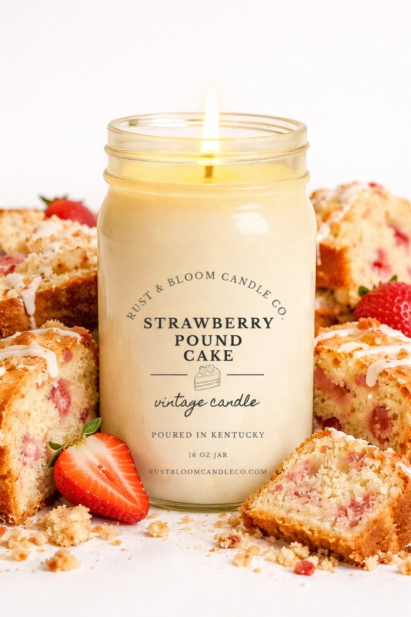 FINAL SALE - Rust & Bloom: Strawberry Pound Cake 16 oz Candle