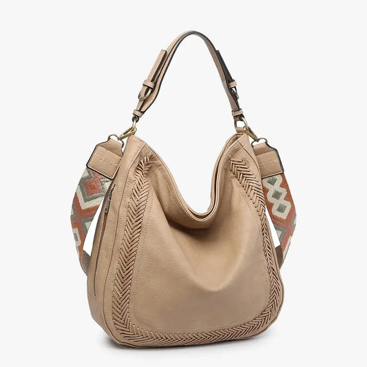 Aris Crossbody Purse w/ Guitar Strap - Tan