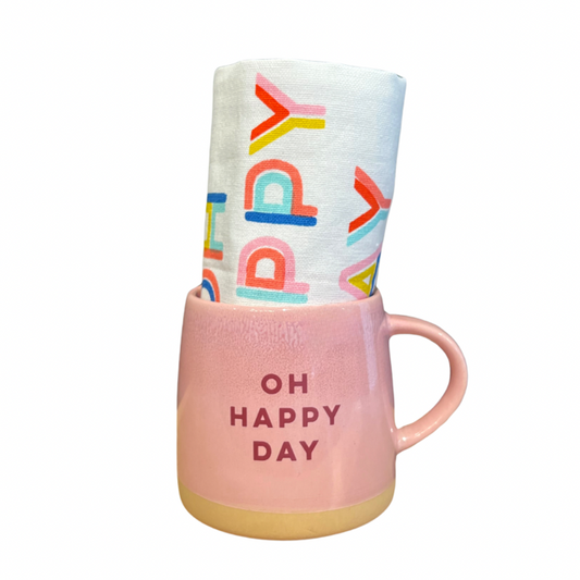 Oh Happy Day Mug & Dishtowel Set