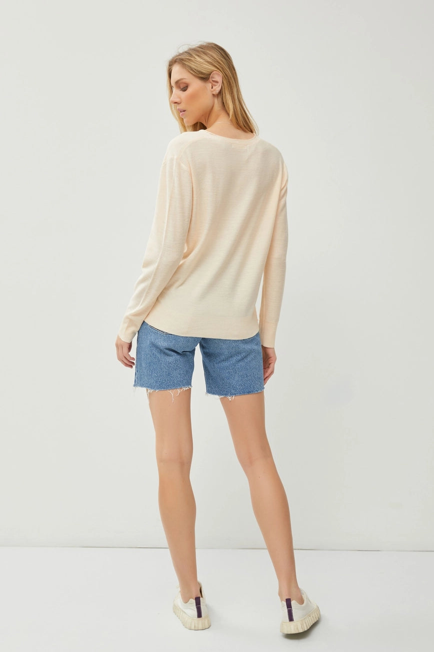 Classic V-Neck Knit Sweater {Vanilla}