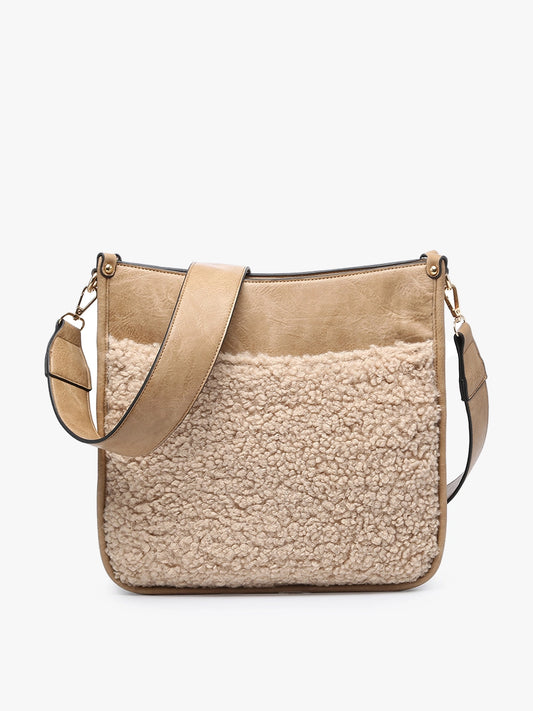 FINAL SALE - Chloe Teddy Trim Crossbody {Taupe}