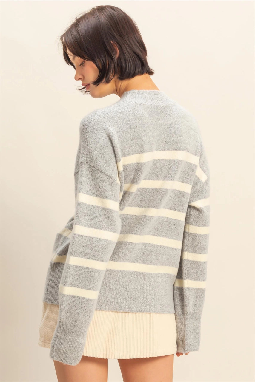 Striped High Neck Sweater