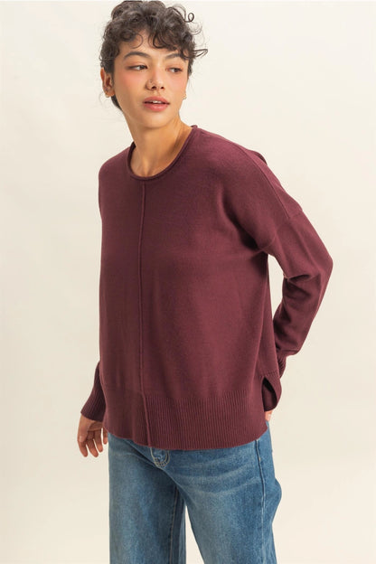 Drop Shoulder Sweater {Cherry}
