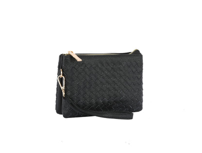 Woven Convertible Crossbody Purse {Black}