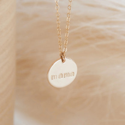 Hand Stamped Disc Necklace - Mama