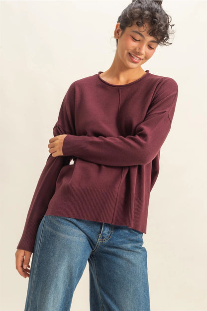 Drop Shoulder Sweater {Cherry}