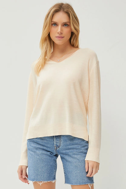 Classic V-Neck Knit Sweater {Vanilla}