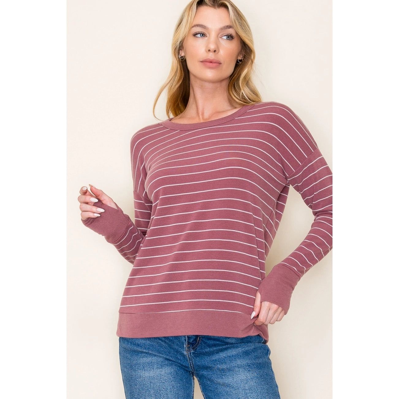 Striped Round Neck Knit Top