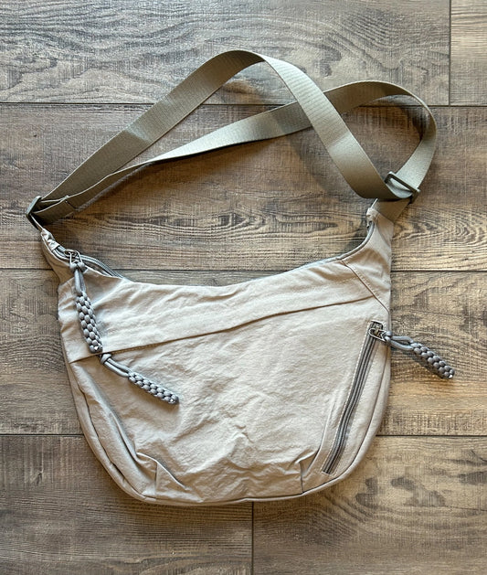 Large Nylon Crescent 3 Zipper Bag {Grey}