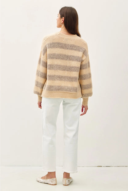 Wool Blend Large Striped Cozy Sweater