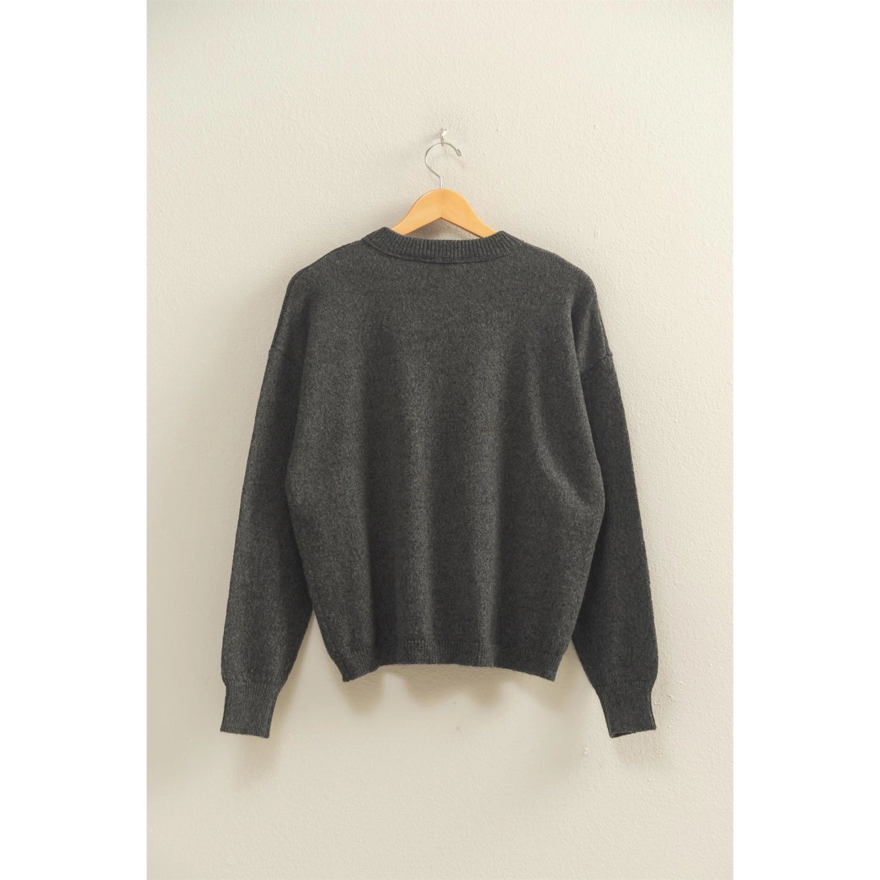 Front Seam Crew Neck Sweater