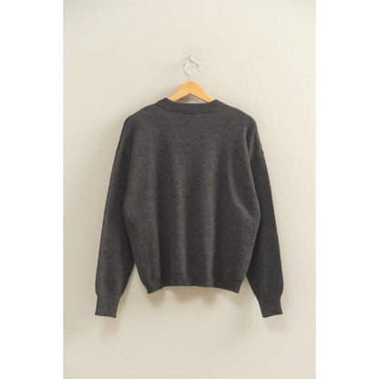 Front Seam Crew Neck Sweater