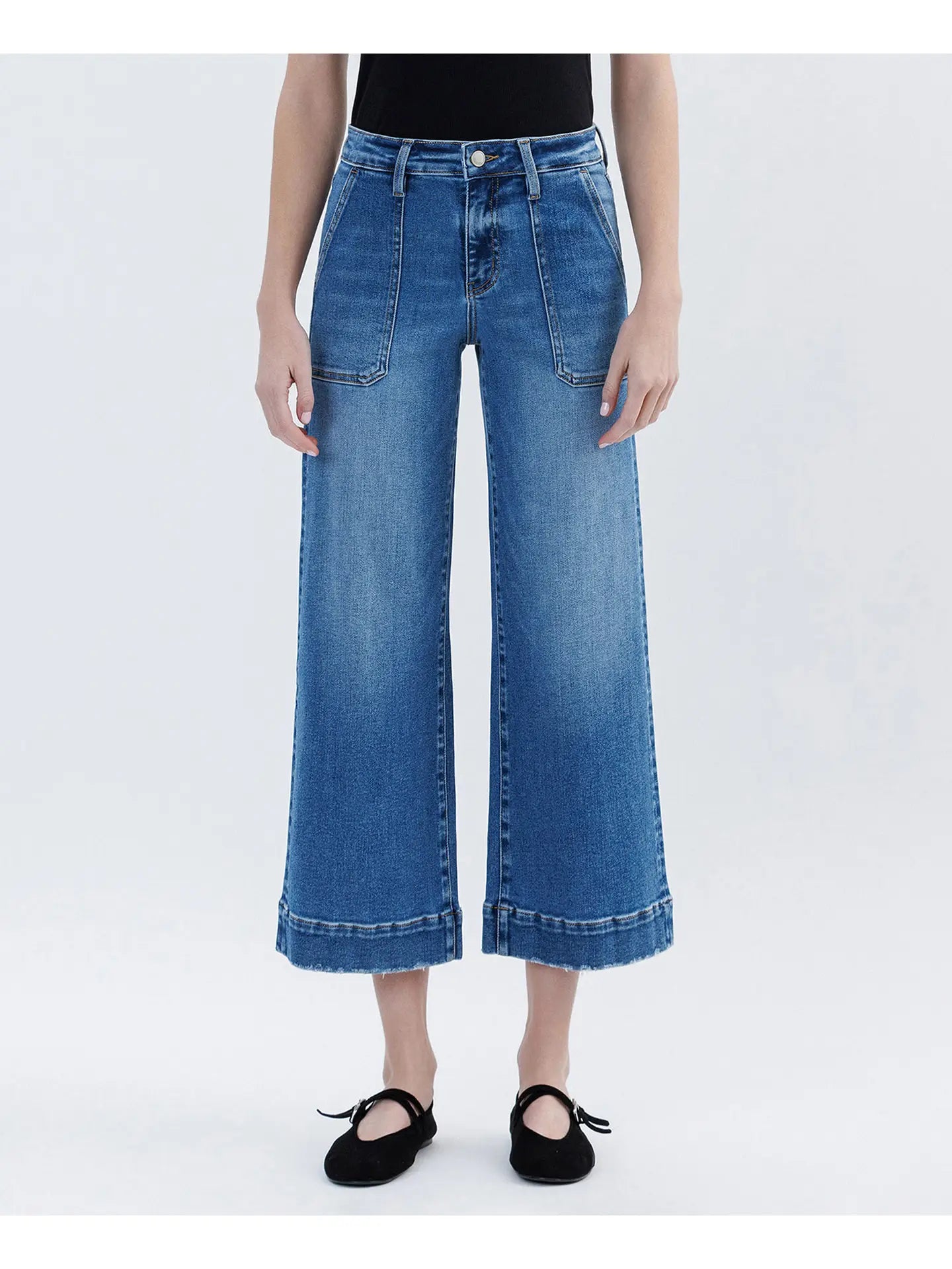 Lovervet High Rise Crop Utility Wide Leg Jeans