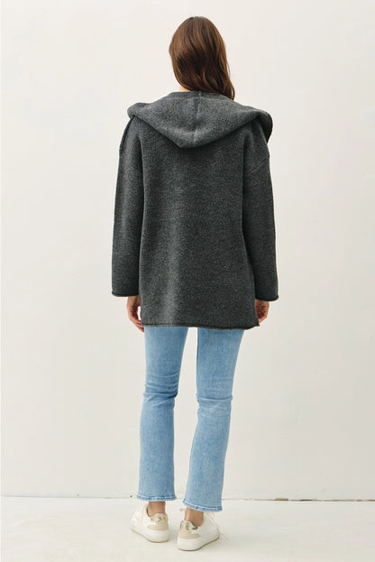 Hooded Open Front Chunky Cardigan