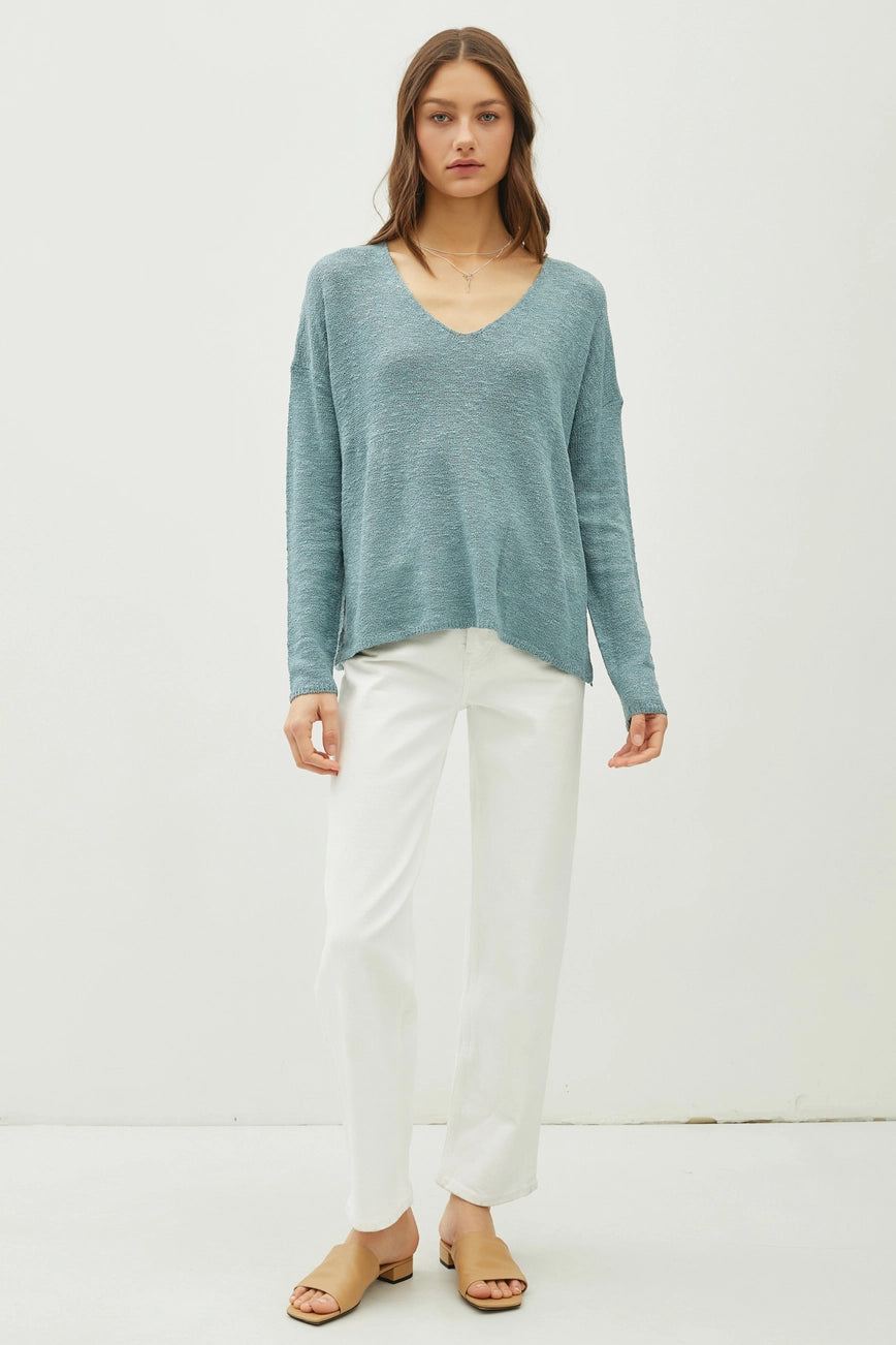 Heathered V-Neck Sweater {Jade}