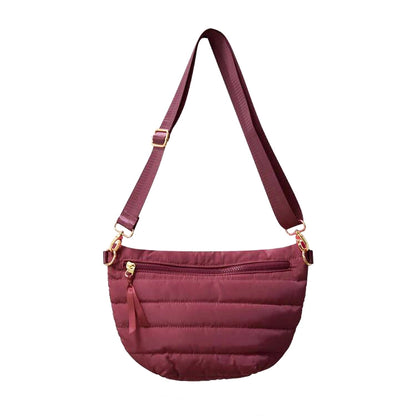 FINAL SALE - The Blake | Crescent Puffer Sling Bag {Cranberry}