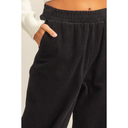 Black Friday Doorbuster - Corduroy High-Waisted Wide Leg Pants (Black)