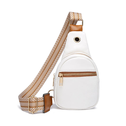 The Palmer | Sling Bag with Zipper Pocket {White}