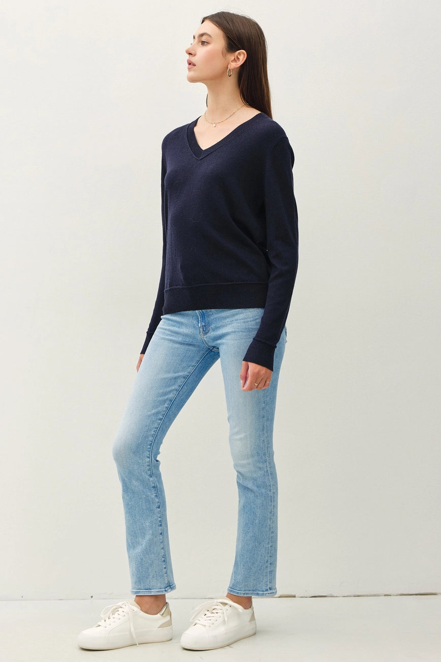 Lightweight V-Neck Sweater {Navy}