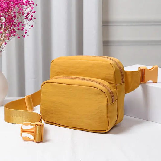Solid Double Zipper Fanny Pack {Mustard}