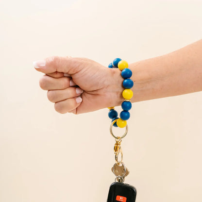 Hands-Free Keychain Wristlet - Navy Yellow